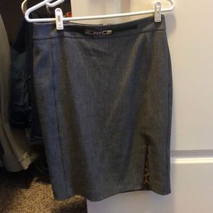 Houndstooth Pencil Skirt w/ Side Slit